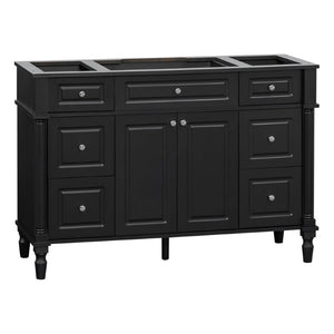 English Elm 47.2 Inch Freestanding Bathroom Vanity with Six Drawers Rubberwood Legs Vintage Style Black N725P525853B