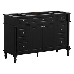 English Elm 47.2 Inch Freestanding Bathroom Vanity with Six Drawers Rubberwood Legs Vintage Style Black N725P525853B