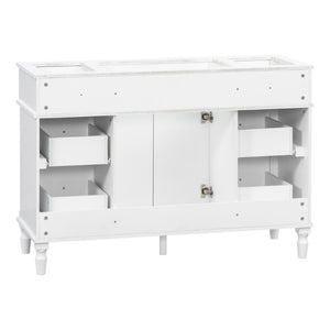 English Elm 47.2 Inch Freestanding Bathroom Vanity with Six Drawers Rubberwood Legs Vintage Style White N725P525853K