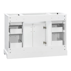 English Elm 47.2 Inch White MDF Bathroom Vanity Base with Six Drawers and Gold Handles Sink Ready N725P525855K