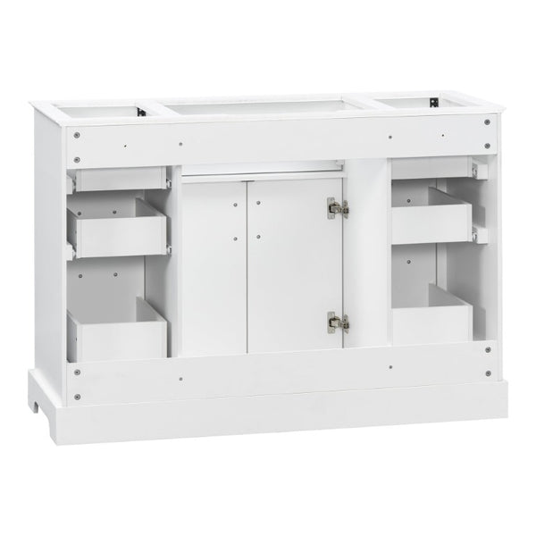 English Elm 47.2 Inch White MDF Bathroom Vanity Base with Six Drawers and Gold Handles Sink Ready N725P525855K