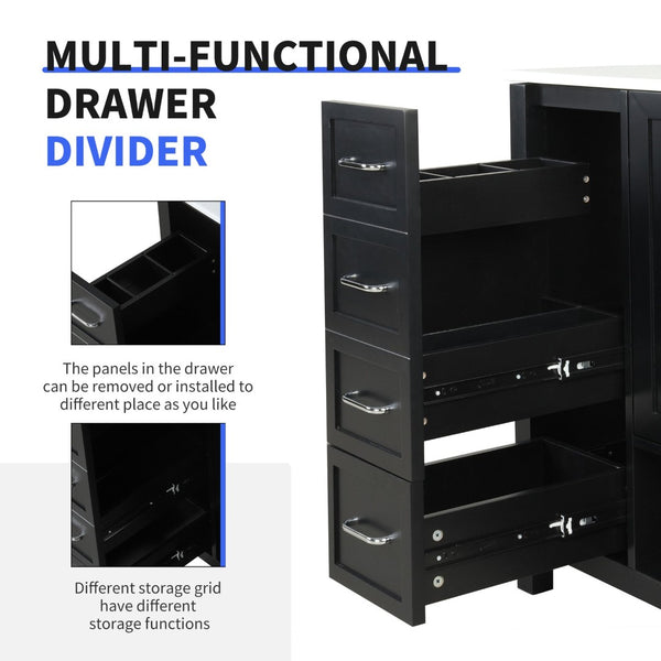 English Elm 36" Freestanding Bathroom Vanity Solid Wood Cabinet with Ceramic Sink and Open Shelf Black N725S364203B