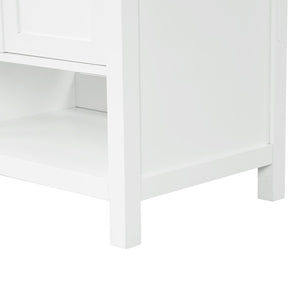 English Elm 36" Freestanding Bathroom Vanity Solid Wood Cabinet with Ceramic Sink and Open Shelf White N725S364203K