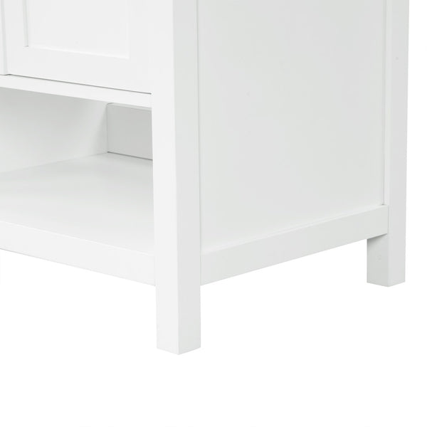 English Elm 36" Freestanding Bathroom Vanity Solid Wood Cabinet with Ceramic Sink and Open Shelf White N725S364203K