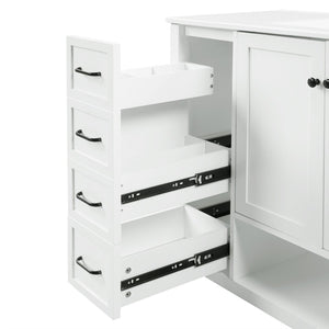 English Elm 36" Freestanding Bathroom Vanity Solid Wood Cabinet with Ceramic Sink and Open Shelf White N725S364203K