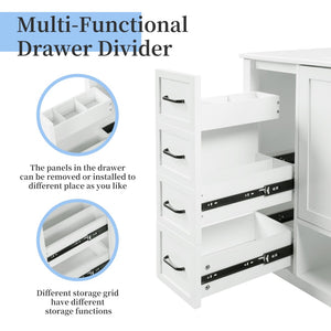 English Elm 36" Freestanding Bathroom Vanity Solid Wood Cabinet with Ceramic Sink and Open Shelf White N725S364203K