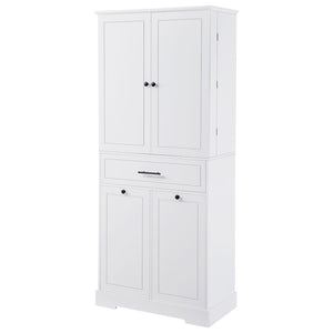 English Elm Freestanding Tall Bathroom Cabinet White Mdf with Hamper Drawer and Adjustable Shelf N725S417823K