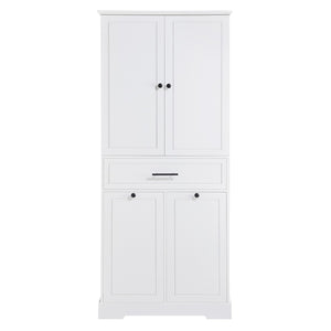 English Elm Freestanding Tall Bathroom Cabinet White Mdf with Hamper Drawer and Adjustable Shelf N725S417823K