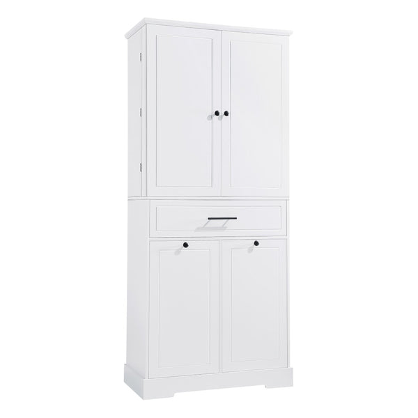 English Elm Freestanding Tall Bathroom Cabinet White Mdf with Hamper Drawer and Adjustable Shelf N725S417823K