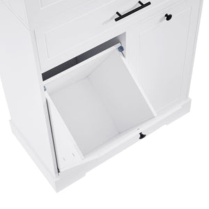 English Elm Freestanding Tall Bathroom Cabinet White Mdf with Hamper Drawer and Adjustable Shelf N725S417823K