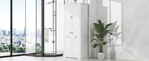 English Elm Freestanding Tall Bathroom Cabinet White Mdf with Hamper Drawer and Adjustable Shelf N725S417823K