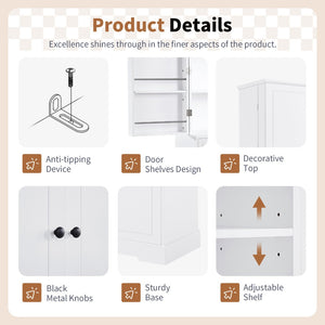 English Elm Freestanding Tall Bathroom Cabinet White Mdf with Hamper Drawer and Adjustable Shelf N725S417823K