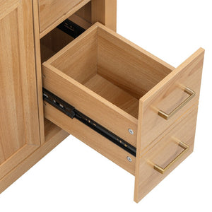English Elm 36 Inch Bathroom Vanity Rubberwood Frame Ceramic Sink Soft Close Drawers Modern Bath N725S469777N