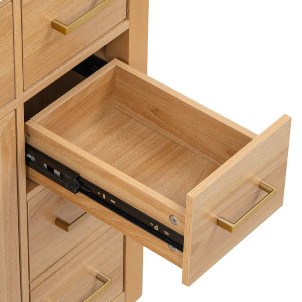 English Elm 36 Inch Bathroom Vanity Rubberwood Frame Ceramic Sink Soft Close Drawers Modern Bath N725S469777N