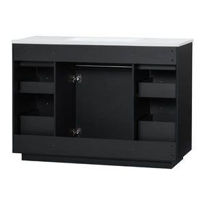English Elm 48 Inch Freestanding Bathroom Vanity MDF Cabinet with SMC Sink Gold Handles 7 Drawers With Sink Top N725S491307B