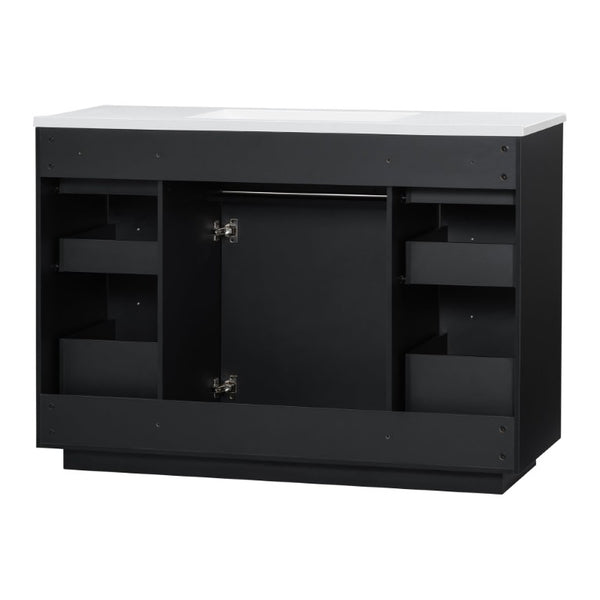 English Elm 48 Inch Freestanding Bathroom Vanity MDF Cabinet with SMC Sink Gold Handles 7 Drawers With Sink Top N725S491307B