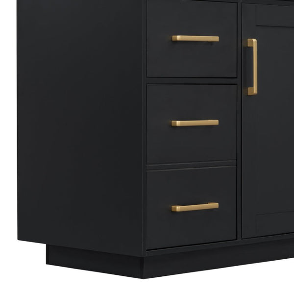 English Elm 48 Inch Freestanding Bathroom Vanity MDF Cabinet with SMC Sink Gold Handles 7 Drawers With Sink Top N725S491307B
