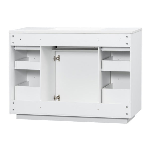 English Elm 48 Inch Matte Bathroom Vanity Base with 6 Pull Out Drawers Soft Close Door Storage White N725S491307K