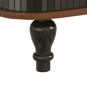English Elm 39" Fluted Mdf Bar Cabinet with Wine Racks Glass Holders and Hidden Side Storage Black N728P458089B