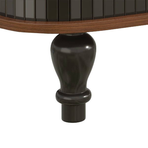 English Elm 39" Fluted Mdf Bar Cabinet with Wine Racks Glass Holders and Hidden Side Storage Black N728P458089B