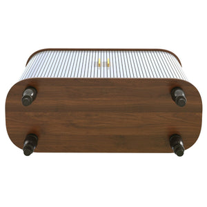 English Elm 39" Fluted Mdf Bar Cabinet with Wine Racks Glass Holders and Hidden Side Storage White N728P458089W