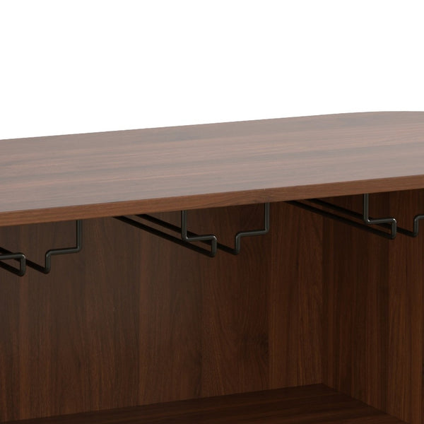 English Elm 39" Fluted Mdf Bar Cabinet with Wine Racks Glass Holders and Hidden Side Storage White N728P458089W