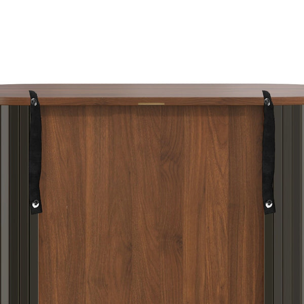 English Elm 28" Fluted Tambour Door Bar Cabinet with Wine Rack Glass Holders and Adjustable Shelving Black N728P458234B