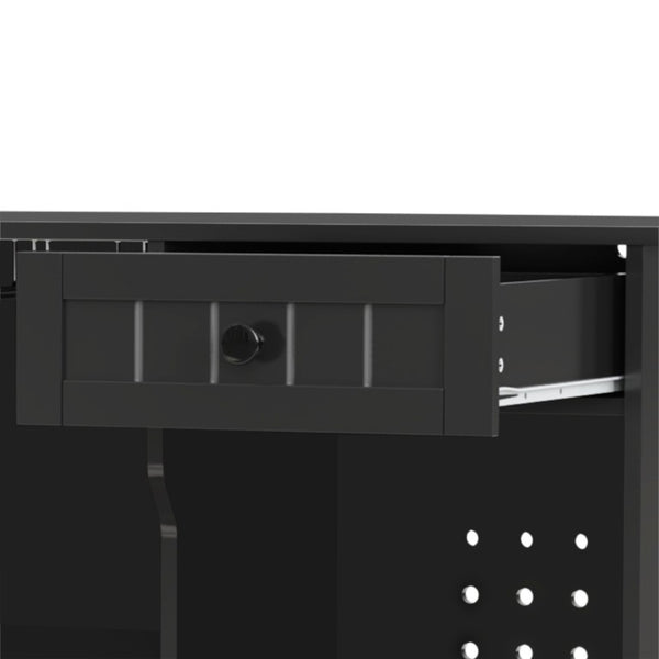 English Elm Bar Cabinet with Fridge Compartment Power Outlet Two Tone Mid Century Modern Storage Black 47.24 L x 16.54 W x 31.1 H N728P511478B