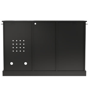 English Elm Bar Cabinet with Fridge Compartment Power Outlet Two Tone Mid Century Modern Storage Black 47.24 L x 16.54 W x 31.1 H N728P511478B