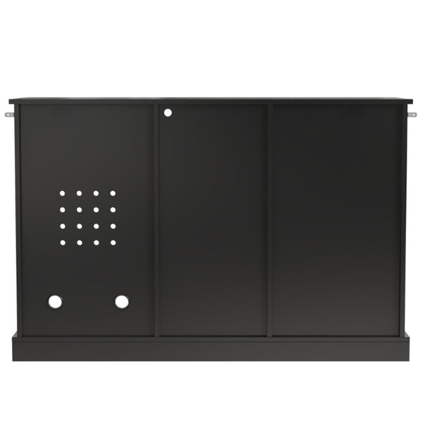 English Elm Bar Cabinet with Fridge Compartment Power Outlet Two Tone Mid Century Modern Storage Black 47.24 L x 16.54 W x 31.1 H N728P511478B