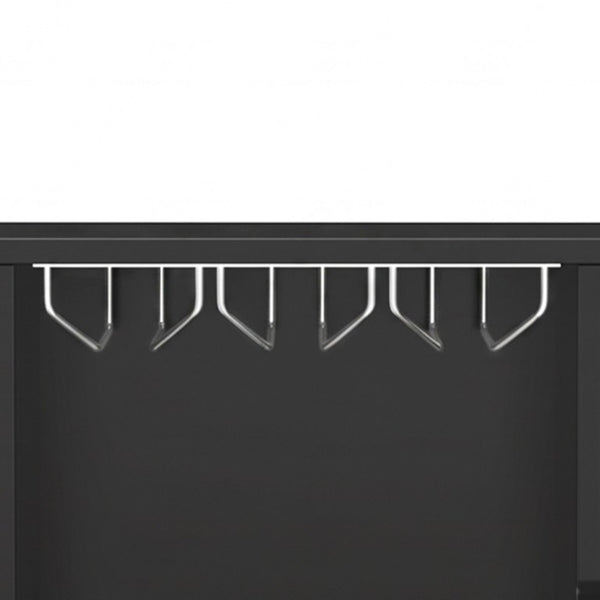 English Elm Bar Cabinet with Fridge Compartment Power Outlet Two Tone Mid Century Modern Storage Black 47.24 L x 16.54 W x 31.1 H N728P511478B