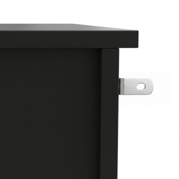 English Elm Bar Cabinet with Fridge Compartment Power Outlet Two Tone Mid Century Modern Storage Black 47.24 L x 16.54 W x 31.1 H N728P511478B