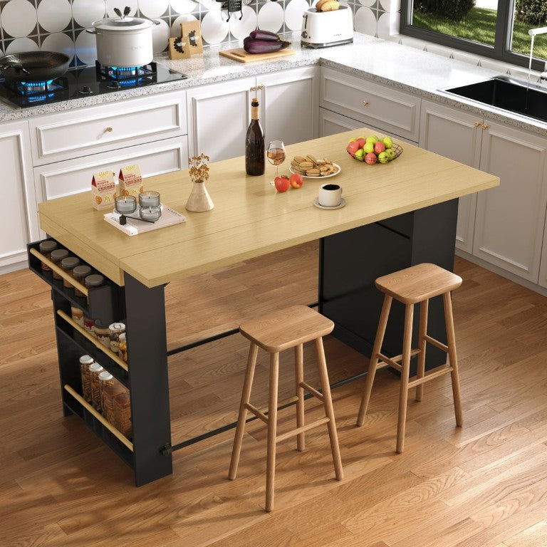 English Elm Bar Cabinet Tall Floor to Ceiling Unit with Wine Rack Glass Holders Open Shelving Bar Table with Drop Leaf N728P511481B