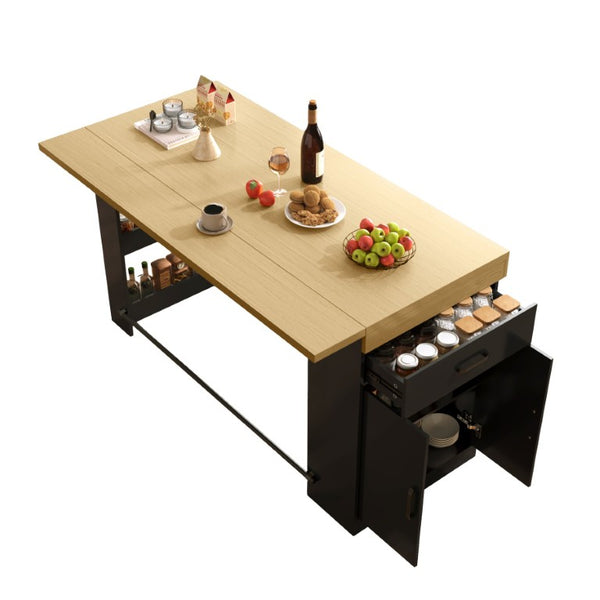 English Elm Bar Cabinet Tall Floor to Ceiling Unit with Wine Rack Glass Holders Open Shelving Bar Table with Drop Leaf N728P511481B