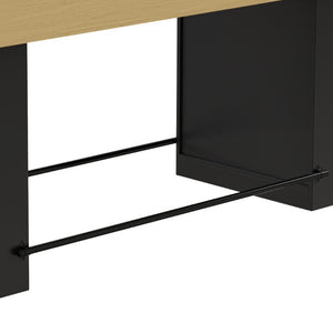 English Elm Bar Cabinet Tall Floor to Ceiling Unit with Wine Rack Glass Holders Open Shelving Bar Table with Drop Leaf N728P511481B