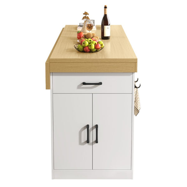 English Elm Bar Cabinet with Fridge Compartment Power Outlet Two Tone Mid Century Modern Storage White 59.06 L x 27.56 W x 35.24 H N728P511481W