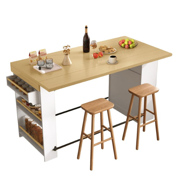 English Elm Bar Cabinet with Fridge Compartment Power Outlet Two Tone Mid Century Modern Storage White 59.06 L x 27.56 W x 35.24 H N728P511481W