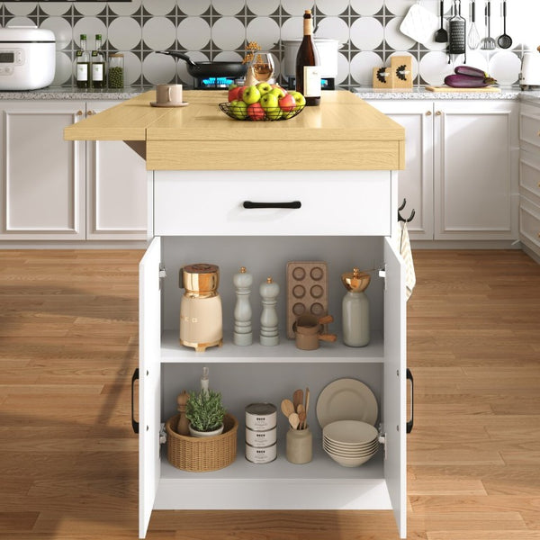 English Elm Bar Cabinet with Fridge Compartment Power Outlet Two Tone Mid Century Modern Storage White 59.06 L x 27.56 W x 35.24 H N728P511481W