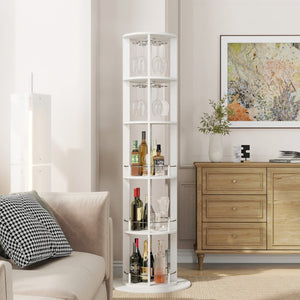 English Elm Bar Cabinet with Fridge Compartment Power Outlet Two Tone Mid Century Modern Storage White 22.1 L x 22.1 W x 73.2 H N728P513727W