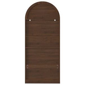 English Elm 70 Inch Arched Bar Cabinet with Tempered Glass Doors Wine Rack and Stemware Storage Walnut N728S455834Z