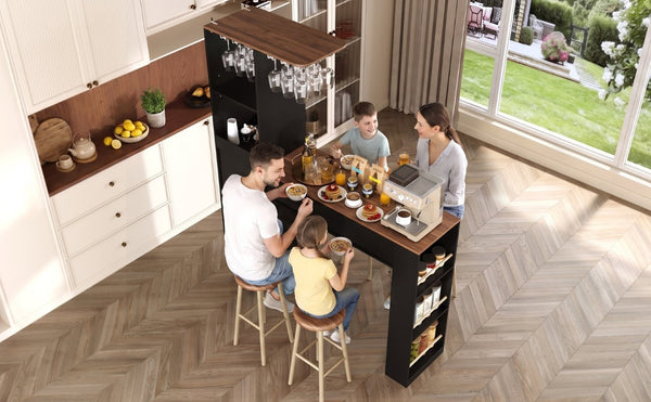English Elm Bar Cabinet Tall Floor to Ceiling Unit with Wine Rack Glass Holders Open Shelving Bar Cabinet with Storage N728S511476B