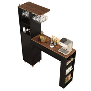 English Elm Bar Cabinet Tall Floor to Ceiling Unit with Wine Rack Glass Holders Open Shelving Bar Cabinet with Storage N728S511476B