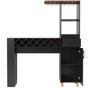 English Elm Bar Cabinet Tall Floor to Ceiling Unit with Wine Rack Glass Holders Open Shelving Bar Cabinet with Storage N728S511476B
