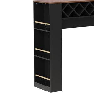 English Elm Bar Cabinet Tall Floor to Ceiling Unit with Wine Rack Glass Holders Open Shelving Bar Cabinet with Storage N728S511476B