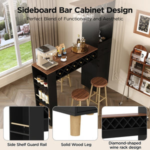 English Elm Bar Cabinet Tall Floor to Ceiling Unit with Wine Rack Glass Holders Open Shelving Bar Cabinet with Storage N728S511476B