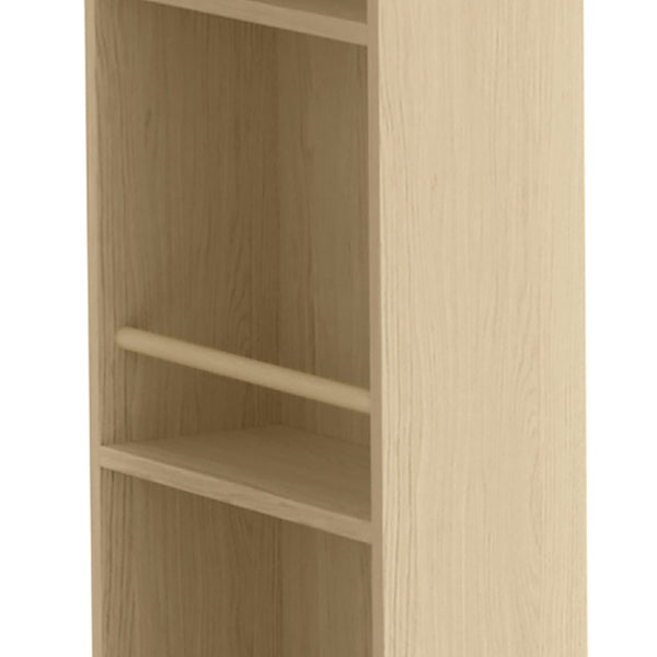 English Elm Bar Cabinet with Fridge Compartment Power Outlet Two Tone Mid Century Modern Storage Natural 63.39 L x 15.75 W x 75.59 H N728S511476N