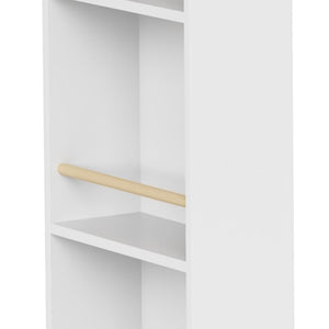 English Elm Bar Cabinet with Fridge Compartment Power Outlet Two Tone Mid Century Modern Storage White 63.39 L x 15.75 W x 75.59 H N728S511476W