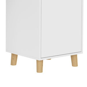 English Elm Bar Cabinet with Fridge Compartment Power Outlet Two Tone Mid Century Modern Storage White 63.39 L x 15.75 W x 75.59 H N728S511476W