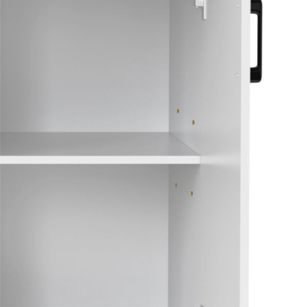 English Elm Bar Cabinet with Fridge Compartment Power Outlet Two Tone Mid Century Modern Storage White 63.39 L x 15.75 W x 75.59 H N728S511476W