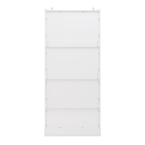 English Elm 70.8 Inch Tall Farmhouse White Wine Cabinet with Pull Out Racks and Glass Holder N728S541180K